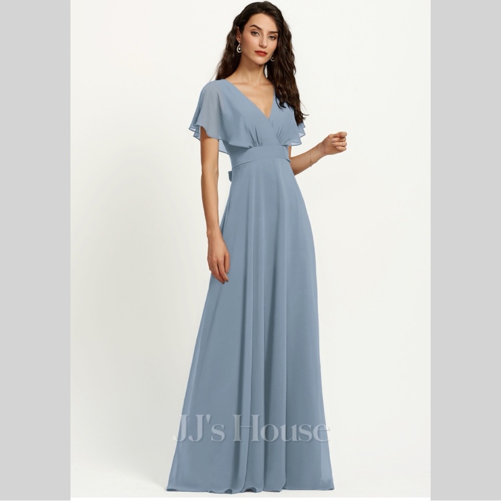 JJ’s House Dusty Blue Chiffon Bridesmaids Dress